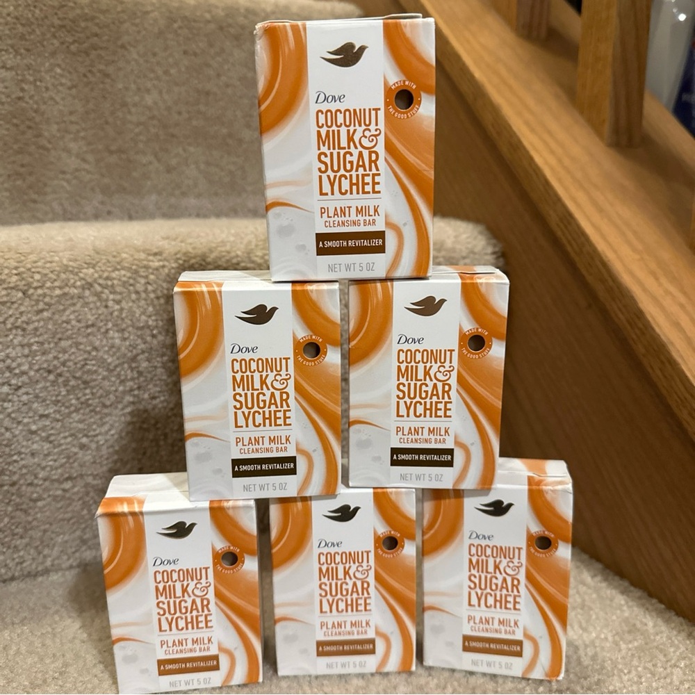 Dove Plant Based Cleansing Bar Soap for Dry Skin, Coconut Milk & Sugar Lychee